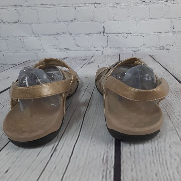 Vionic Orthoheel Sandals “Cathy”Gold Velcro Strappy Comfort Size 9 - Picture 8 of 9